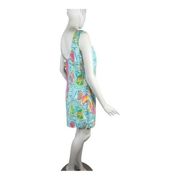 Lilly Pulitzer SAILBOAT Dress Size 10 Sleeveless Fully Lined Zipper Bow Accents - Picture 3 of 9